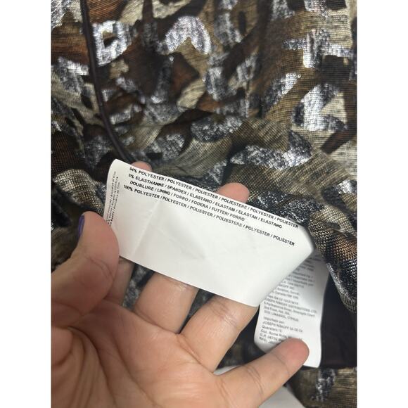 Joseph Ribkoff Jacket Top Zip Up Brown Silver Metallic Long Sleeve Size 10 - Picture 4 of 9